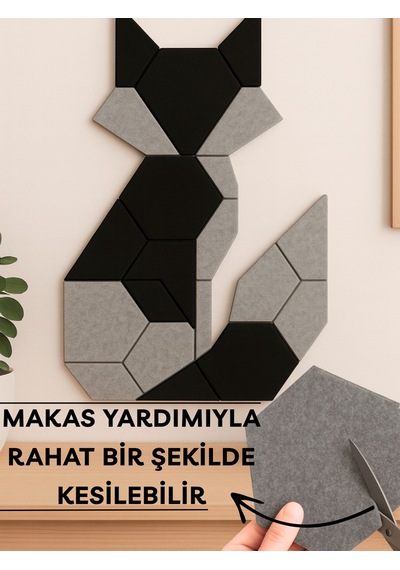 12'li Akustik Panel Ses Isı Yalıtım Duvar Kaplama Gri 26x30 Cm