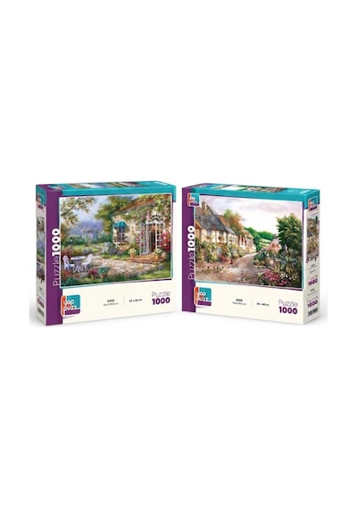 Taş Sokak Ve Hayal Bahçesi İkili Set - 2 X 1000 Parça Manzara İkili Puzzle Seti