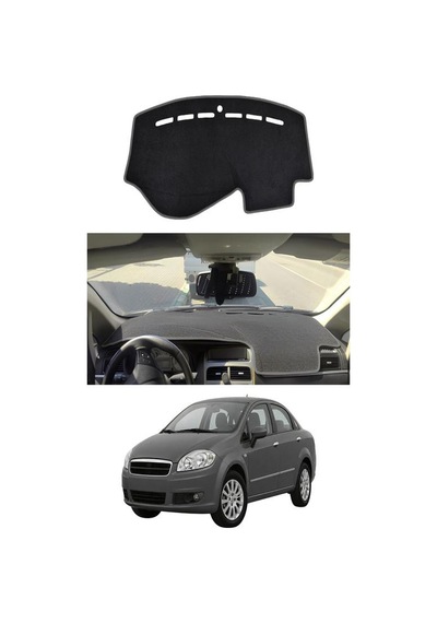 Fiat - Linea 2006-2018 Uyumlu Torpido Koruma Kılıfı - Gri Şeritli
