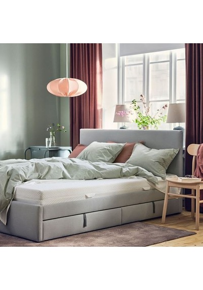 Ikea Åbygda Çift Kişilik Yatak, Beyaz, 140x200 Cm