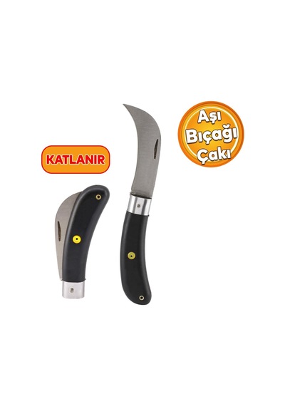 Lexroo Plastik Saplı Bıçak Çakı Aşı Bıçağı Profesyonel Çelik Eğri Uçlu Bağ Ağaç Budama Aşı Çakısı Çok Renkli