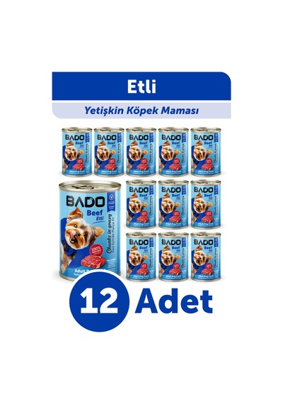 Bado Yetişkin Yaş Köpek Maması Etli 400gr 12'li