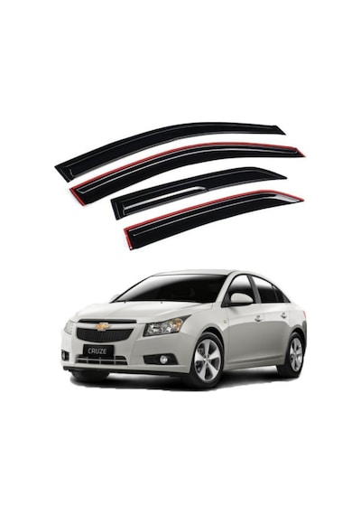 Chevrolet Cruze Uyumlu Mugen Cam Rüzgarlığı Seti Piano Black 4'lü İthal (00) (ŞüsCarOto Aksesuar)
