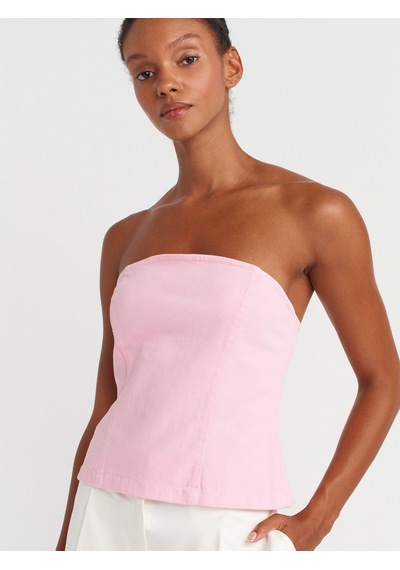 Dilvin 50880 Straplez Peplum Top-toz Pembe Toz Pembe Dilvin 50880 Straplez Peplum Top-toz Pembe Toz Pembe