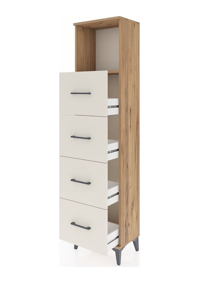 Arges Dolap Tek Raflı 4 Çekmeceli 44x30x182 Çam-aytaşı Çam