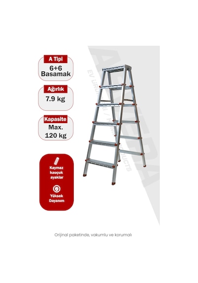 Asvera 6+6 Çift Çıkışlı Profil Merdiven