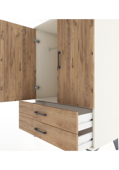 Hyperion Dolap Tek Raflı 2 Çekmeceli Tek Askılı 88x44x134 Aytaşı-çam Aytası