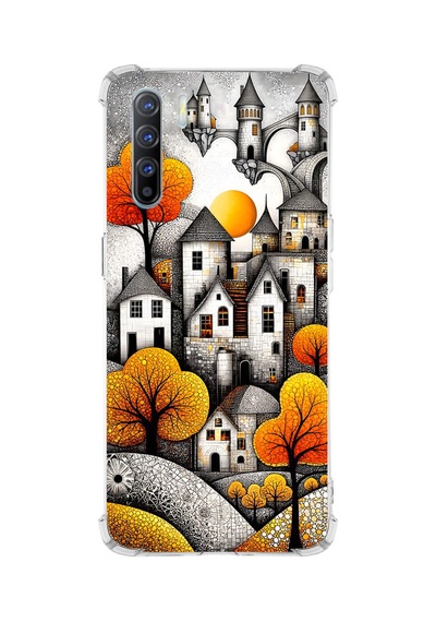 Printify Oppo Reno3 İle Uyumlu Düşlerin Dansı Serisi Göçebe Şatolar Tasarımlı Uv Baskılı Köşe Korumalı Antişok Kılıf Şeffaf