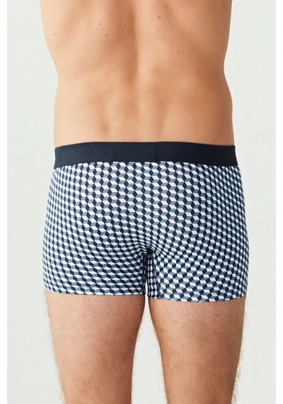 U.S. Polo Assn. Erkek 3'lü İndigo - Lacivert - İndigo Likralı Pamuklu Boxer İndigo-lacivert