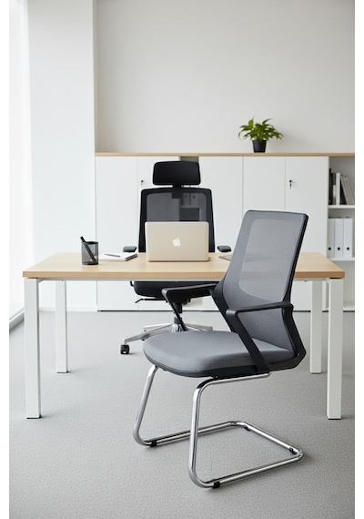 Ofisbazaar Lizz Gri Fileli Bekleme Koltuğu Ergonomik Ofis Ve Ev Koltuğu Gri Gri