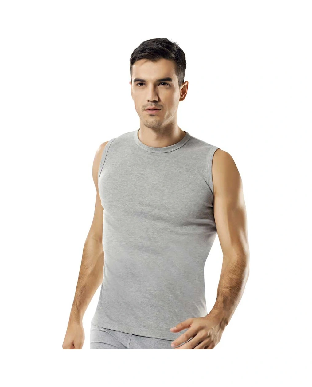 Namaldı 119 Ribana Erkek Kolsuz O-yaka Body Atlet Gri Gri