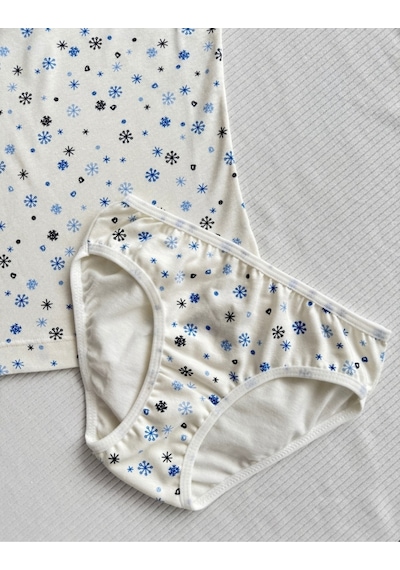 Alya Underwear Kız Çocuk Baskılı Ip Askılı Atlet Ve Slip Takımı Kar Tanesi Baskılı