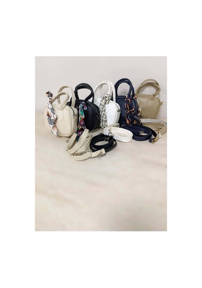 Names Bag Mini Baget Fular Detaylı El Çantası Omuz Çantası Ve Çapraz Çanta Bej