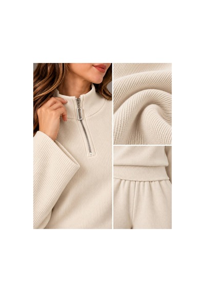 Aymiraa Kadın Triko İkili Takım Fermuarlı Sweatshirt Geniş Paça Pantolon Salaş Oversize Rahat Günlük Takım Krem Krem Aymiraa Kadın Triko İkili Takım Fermuarlı Sweatshirt Geniş Paça Pantolon Salaş Oversize Rahat Günlük Takım Krem Krem