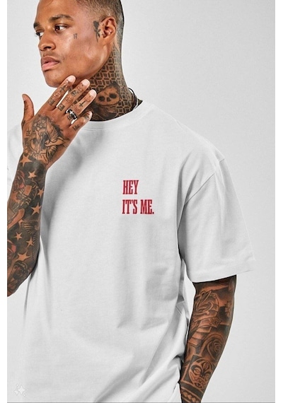 Barlashive Erkek Baskılı T-shirt Kısa Kol Bisiklet Yaka Regular Fit Rahat Kalıp Tişört - Beyaz Çok Renkli