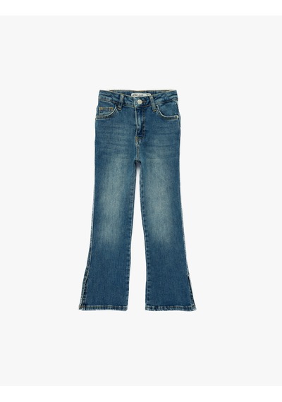 Koton Pamuklu İspanyol Paça Denim Pantolon Orta İndigo 6skg40052ad İndigo