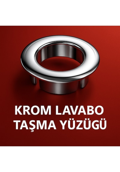 Parlak Krom Görünümlü Lavabo Taşma Yüzüğü - Dayanıklı Metal Evye Taşma Halkası 2 Adet Diğer