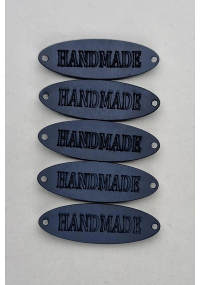 Dikilebilir Deri Oval Handmade Etiketi Lacivert 5 Adet