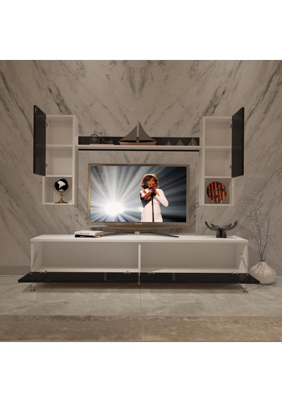 Decoraktiv Eko 5da Mdf Std Gold Tv Ünitesi Tv Sehpası Beyaz - Siyah