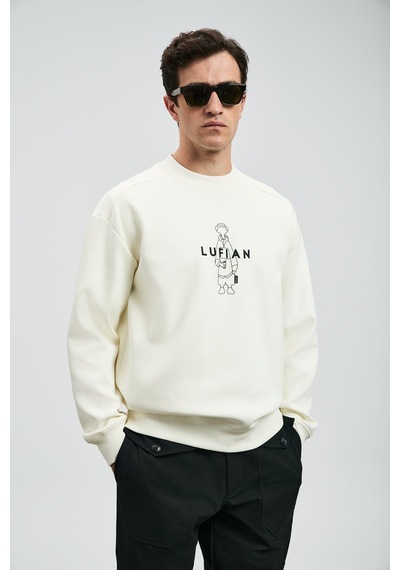 Lufian Erkek Sımba Sweatshirt 112030175 Kırık Beyaz Kırık Beyaz