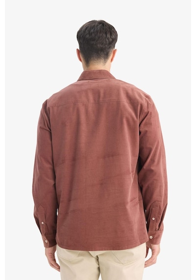 Defacto Regular Fit Polo Yaka Fitilli Kadife Uzun Kollu Gömlek E9024ax25wnbn152 Kahve-bn152