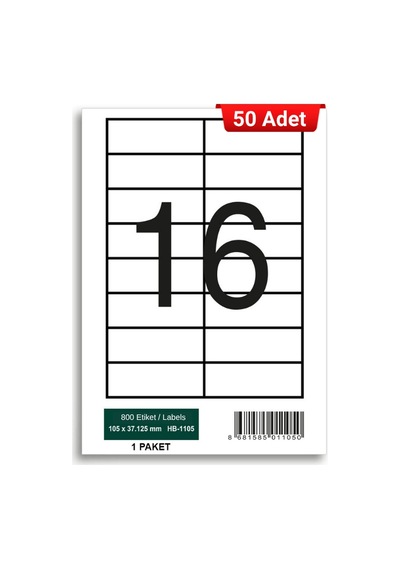 Herboy Hb-1105 105 X 37,125 Mm A4 Laser Etiket 50 Adet