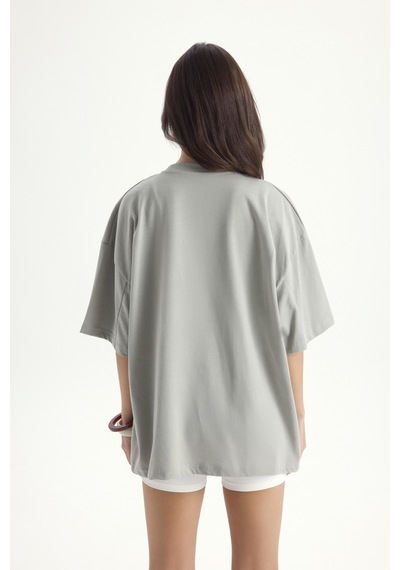 Mai Studios Co. Lip Print Oversize Gri T-shirt Gri