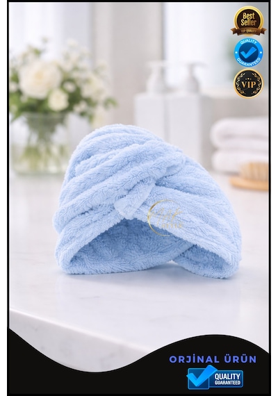 Mikrofiber Saç Havlusu Hızlı Kuruyan, Yumuşak Ve Hafif Farklı Renk Seçenekleri Mavi