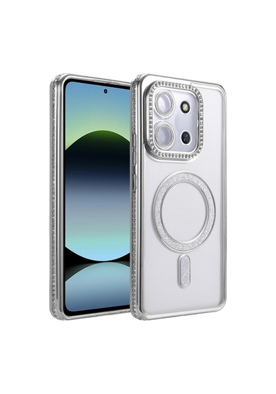 Redmi 15c 4g Joke Simli Magneticsafe Kılıf - Gümüş
