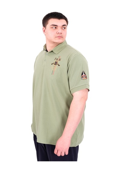 Mode Xl Büyük Beden Erkek Polo Yaka T-shirt Nakışlı U25307 Çağla Çağla Yeşili