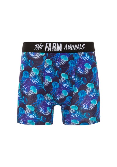 Farm Animals Jellyfish Desenli Boxer Lacivert