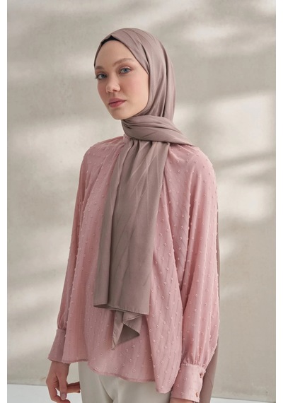 Armanda Krep Jakar Prizma Desen Şal - 70 X 190 Vizon
