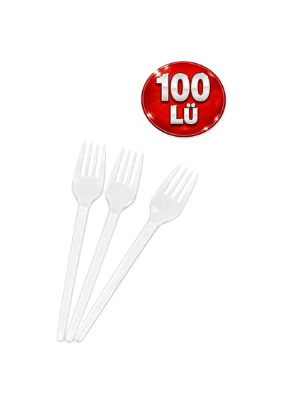 Plastik Çatal Lüks Şeffaf 100lü