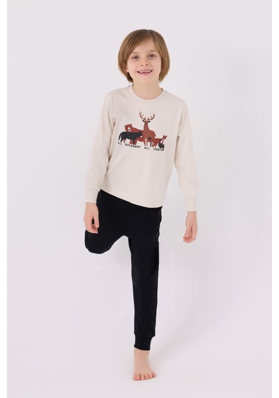 Rolypoly Erkek Çocuk Krem Pijama Takımı Rp3452-c-v2