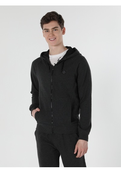 Colin's Slim Fit Kapüşonlu Antrasit Erkek Ceket CL1056951_Q1.V2_ANM Antrasit Melanj