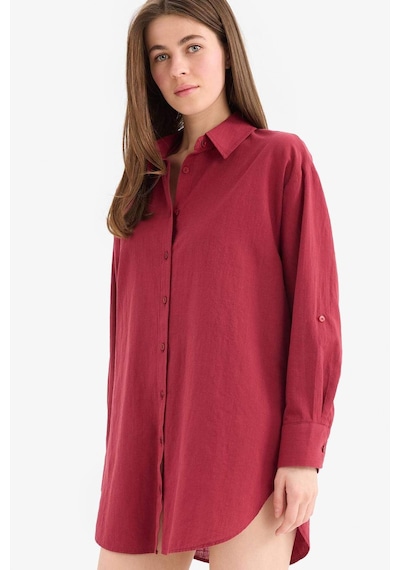 DeFacto Regular Fit Pamuklu Plaj Gömleği-Fall in Love W8241AZ25SMBR285 Bordo