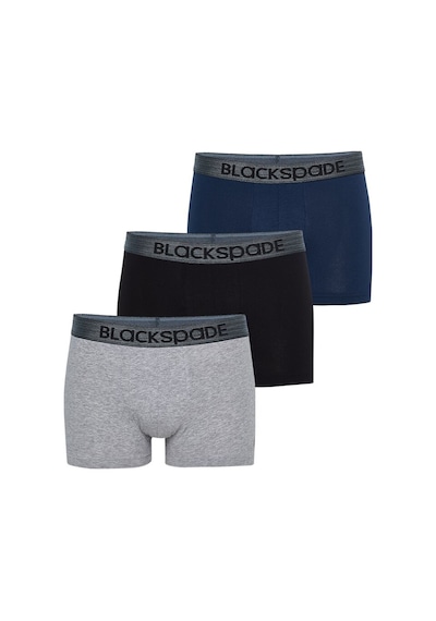 Blackspade Erkek Boxer 3&Primelü Paket Modern Basics 9472 - Gri Lacivert Siyah Gri Bel Lastiği