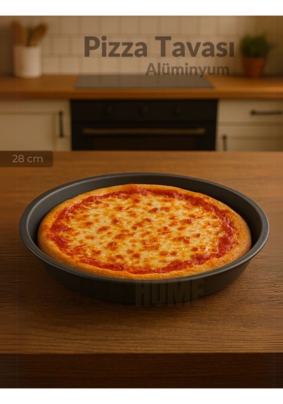 Jet's Home Pizza Tavası Alüminyum Pizza Tepsisi Yapışmaz Lahmacun Pide Tavası 28 Cm siyah