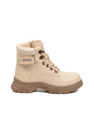Bej Vizon İçi Polarlı Kaymaz Taban Unisex Çocuk Bot 24035 F Bej-vizon