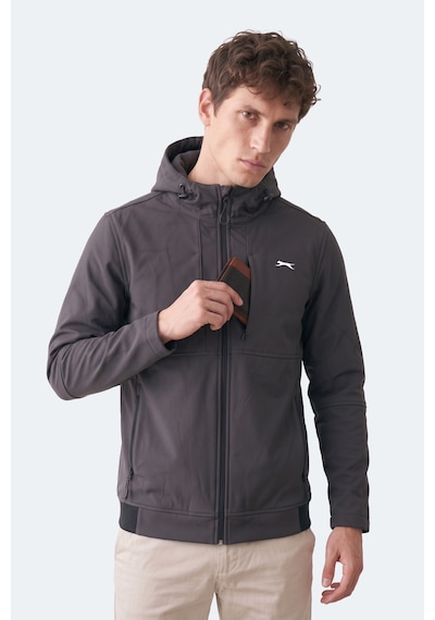 Slazenger Crest I Erkek İçi Polarlı Rüzgar Ve Su Geçirmez Softshell Antrasit Mont & Kaban