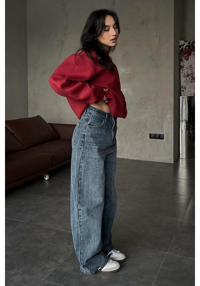 About Blank Madmext Kadın Bordo Basic Bisiklet Yaka Oversize Sweatshirt, M Beden Acı Kahverengi