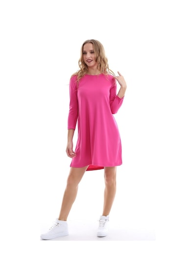 Self Clothing Kadın Bisiklet Yaka Pembe Elbise Pembe