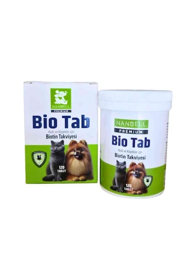 Nanbell Bio Tab Kedi Ve Köpekler İçin Biotin Takviyesi 120 Tablet Tüy Dökülmesini Azaltır, Parlaklık Kazandırır