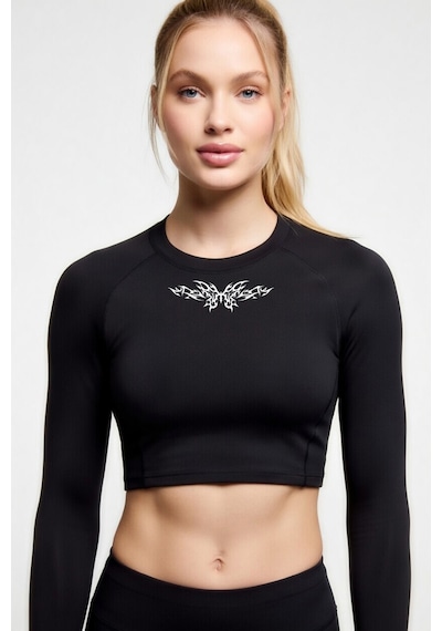 Premium Gotik Model 6 Siyah Uzun Kol Compression Kadın Crop T-shirt Spor Büstiyer Bluz Yoga Pilates Siyah Premium Gotik Model 6 Siyah Uzun Kol Compression Kadın Crop T-shirt Spor Büstiyer Bluz Yoga Pilates Siyah