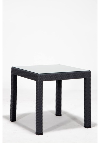 Rattan 80x80 Camlı Antrasit Masa - Bahçe&balkon&teras Çok Renkli
