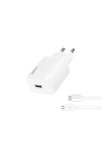 Sunix Qualcomm 3.0 Usb-a Girişli Hızlı Micro Şarj Aleti Seti Beyaz S-30 Beyaz