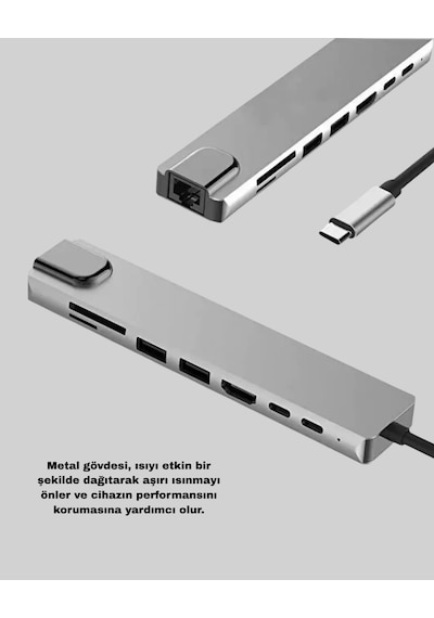 Alüminyum Kasalı Apple, Uyumlu Macbook Usb-c Hub 4k Hdmı, Usb 3.0, Sd/tf Kart Girişi, Pd Şarj Desteği