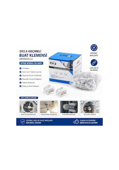 Ars Elektrik 344069 Buat Klemensi 2'li - 2x2.5 Kablo Geçmeli Mandallı- 100'li Paket Diğer