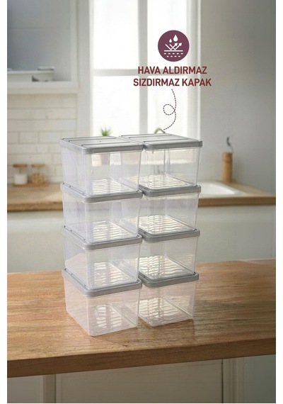Selka Home 8 Adet Derin 1 Lt. Nora Organizer  Buzdolabı Buzluk Düzenleyici Saklama Kabı