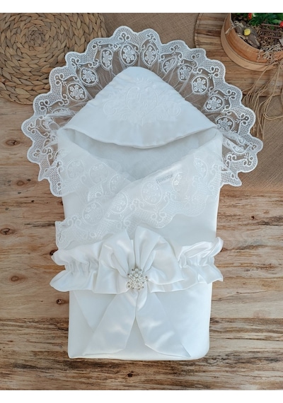 Bebek Kundağı Unisex Bebek Dış Kundak Battaniyesi Hastane Çıkışı Kundak Battaniye Yenidoğan Hediye Ekru